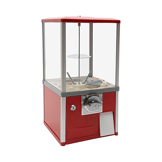 Candy Vending Machine Gumball Machine Large Load Capacity Gumball Bank for Game Stores and Retail Stores Vintage Style for 1.77-1.97inch Gadgets Height 20.87inch (Red)