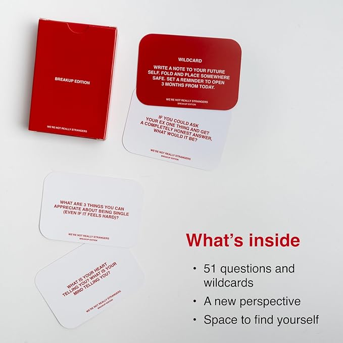 WE'RE NOT REALLY STRANGERS Breakup Edition Expansion - 51 Introspective Conversation Cards - A Journey of Healing and Empowerment for Singles, Adults, & Teens - for Game Nights, Ages 18+,1-2 Players