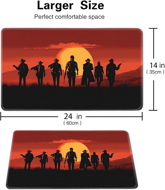 Board Game for TCG Playmat Table Mats Games Size 60X35 cm Mousepad Compatible for MTG RPG CCG Trading Card Game Play mats with 6 Dice (Playmat 142) Cowboy