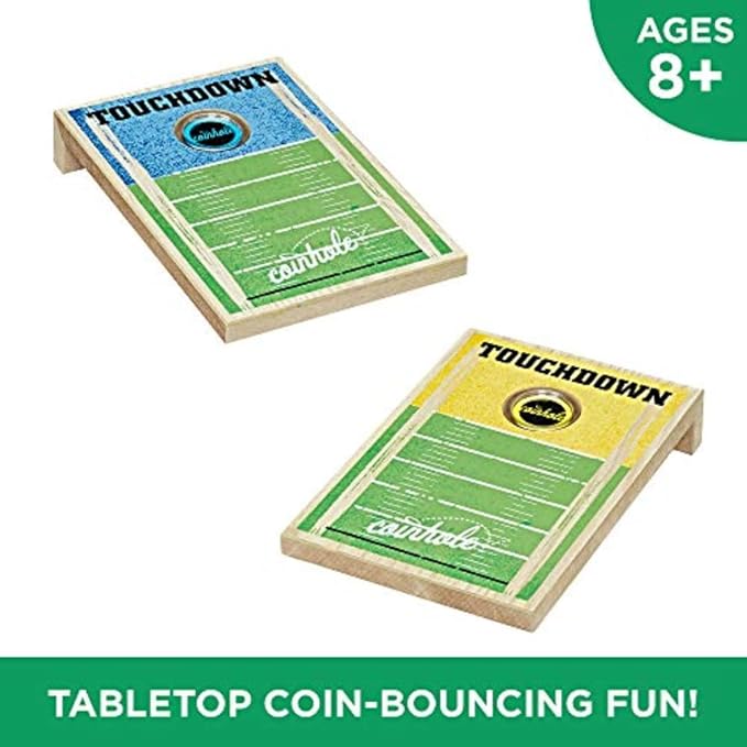 Hasbro Tabletop Game Coin Bouncing Party Game | Desktop Cornhole Game Set Board Game | Indoor Outdoor Fun for Kids and Adults (Touchdown Game Set)