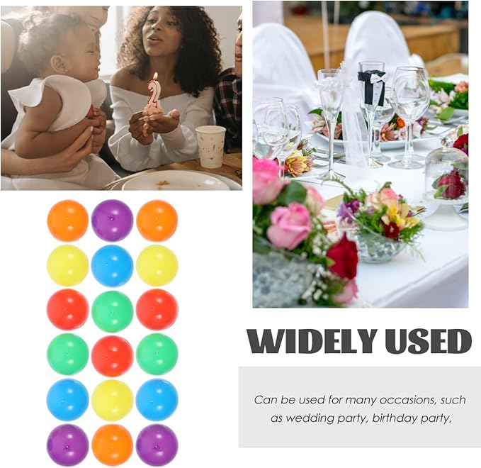 Amosfun 50pcs Gumball Vending Machine Capsules - 1.7 Inch Empty Colored Round Capsules Plastic Containers for Prizes Party Favors Goodie Bag Fillers