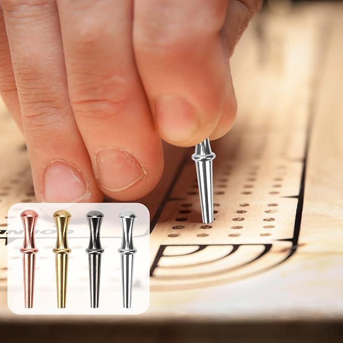 208pcs Cribbage Board Pegs, Metal Cribbage Pegs Tapered Design Cribbage Board Pins Fit 1/8 Hole Cribbage Traditional Board Game for Friends and Family, 4 Colors