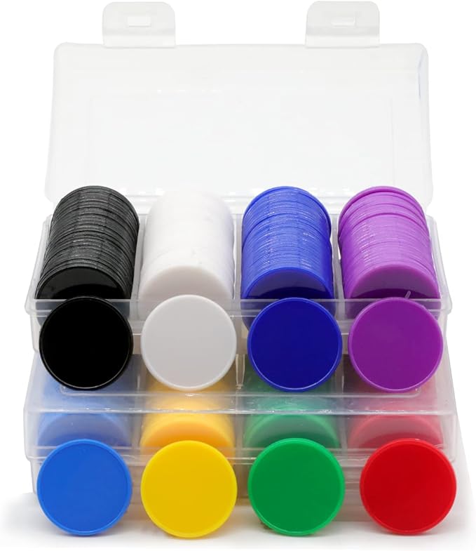 Set of 100 1 Inch Opaque Plastic Learning Counters Mini Poker Chips Game Tokens with Storage Box (1 Inch, Black)