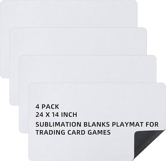 Yexiya 4 Pcs Card Game Mats 14 x 24 Inch Playmat Sublimation Blanks Playmat Smooth Card Playing Mat for Board Games,and Collectible Playing(White)