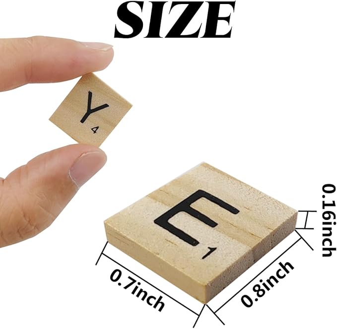 GXXMEI 1000PCS Scrabble Tiles, Wooden Letter Tiles, A-Z Capital Letters for Crafts, Spelling,Scrabble Crossword Game