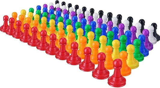 Hestya 96 Pcs Board Game Pieces Multicolor Plastic Pawn Pieces for Board Chess Components 1 Inch Pawns Tabletop Markers Arts and Crafts
