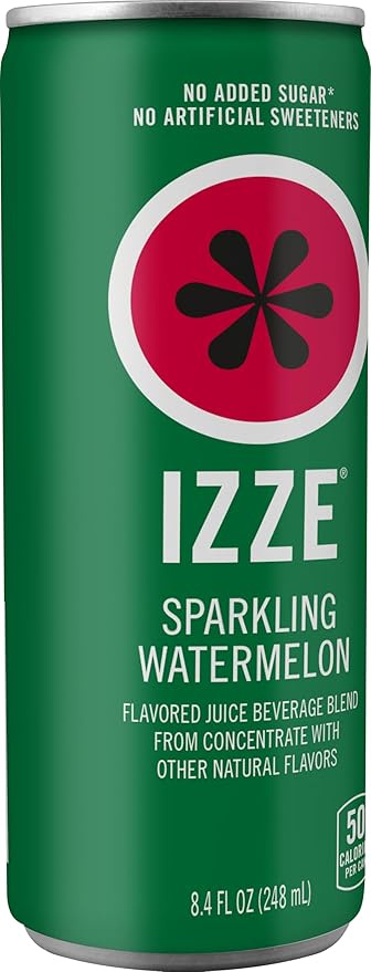 IZZE Sparkling Juice Beverage Blend, Watermelon, No Sugar Added, 8.4 FL OZ, 24 Cans