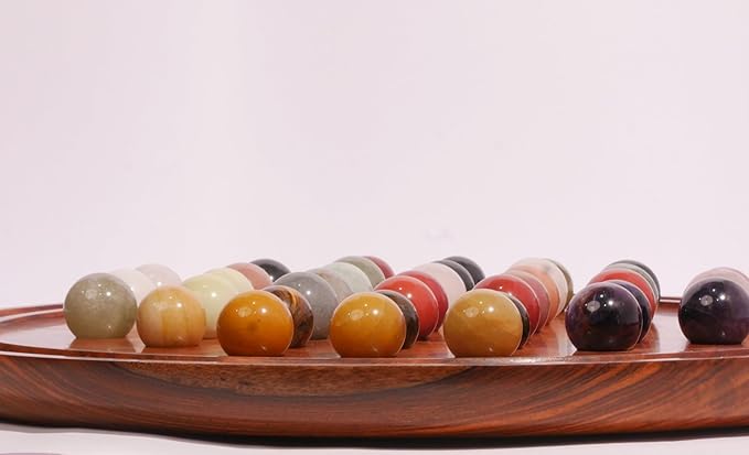 Rosewood Solitaire Board Game Set with 36 Natural Marbles - Authentic Handmade Solitaire Boards | for Adults on Any Occasion (16 inches)