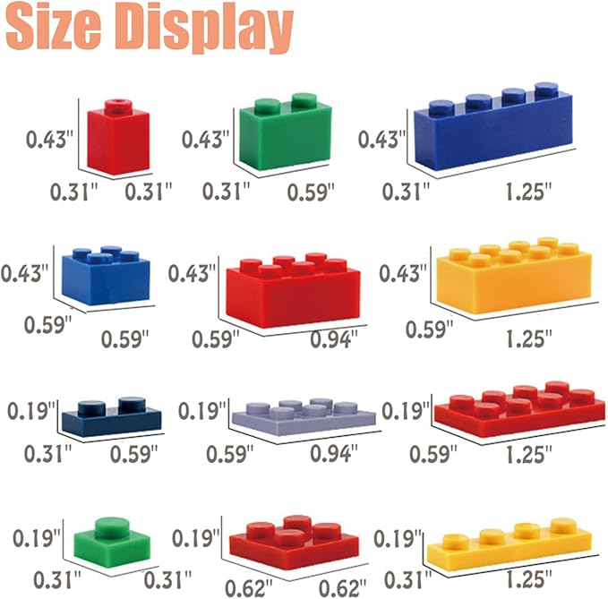 1000 Pieces Building Blocks, Classic Stackable Base Plates, 3 6.3" x 6.3" Blue, Gray and Green Base Plates, Compatible with All Major Brands
