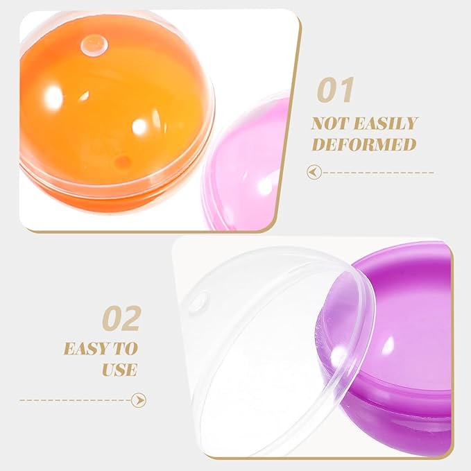 Vaguelly 50pcs Plastic 1.8 Inch Vending Machine Capsules Bauble Sphere Openable Twisted Balls Sphere Grab Balls Claw Machines Prizes Containers