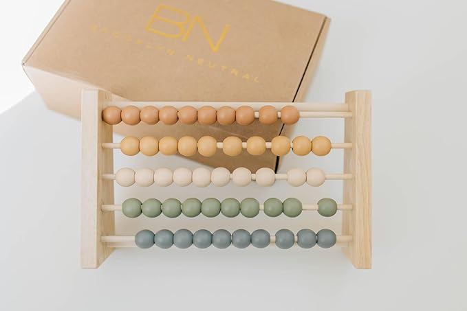 Boho Abacus - STEM Toy- Boho Nursery Decor and Playroom Decor- Math Toddler Toy with Beads- Montessori Toys - Aesthetic Modern Educational Wooden Toys