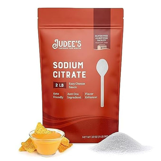 Judee’s Sodium Citrate 2 lb - 100% Non-GMO, Keto-Friendly - Gluten-Free and Nut-Free - Food Grade - Great for Molecular Gastronomy Cooking - Emulsifier for Cheese Sauce - Serves as Preservative