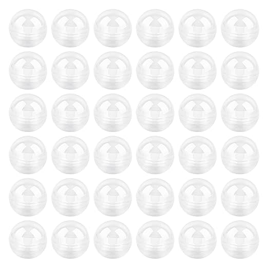 AUEAR, 50 Pack Translucent Small Round Capsules 1.1 Inch Vending Machine Empty Plastic Gumball Containers for Party Favor Prize