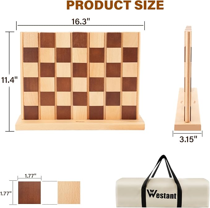 4 in A Row - Handcrafted Beechwood Four in A Row, Elegant Chess-Like Design Lawn Game As Table Decor, Outdoor for Family Play at Beach, Park, Back Yard and Lawn