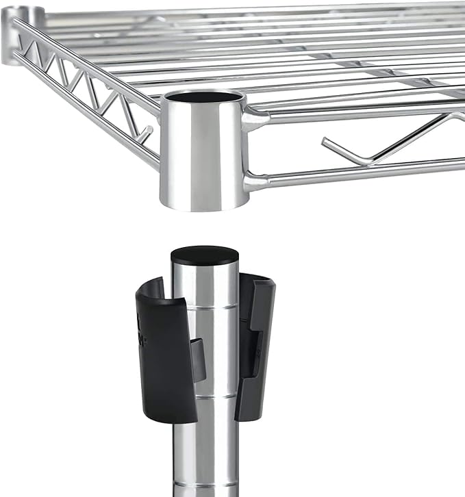 YSSOA Heavy Duty 5-Tier Storage Shelving Unit, 35.83" W x 13.98" D x 61.02" H, 1250 Lbs Loading Capacity, Chrome