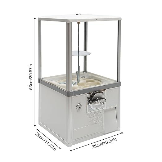 Candy Vending Machine Commercial Gumball Machine Large Load Capacity Gumball Bank for Game Stores and Retail Stores Vintage Style for 1.77-1.97inch Gadgets Height 20.87inch (White)