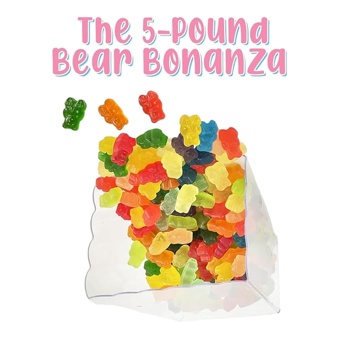 Halal Gummy Bears 5lb Bag - Multi-color Gummy Bears Bulk Candy - Stuffed with Sweet Gummies Candy - Tasty Candy Gummies & Candy Gift for All Occasions