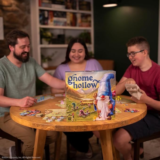 Gnome Hollow Board Game, Thematic Gnome and Garden Tile Laying & Worker Placement Strategy Game for All Ages, Beautiful Art and Game Design by Ammon Anderson, Ages 12+, 2-4 Players, 45+ Min Play Time