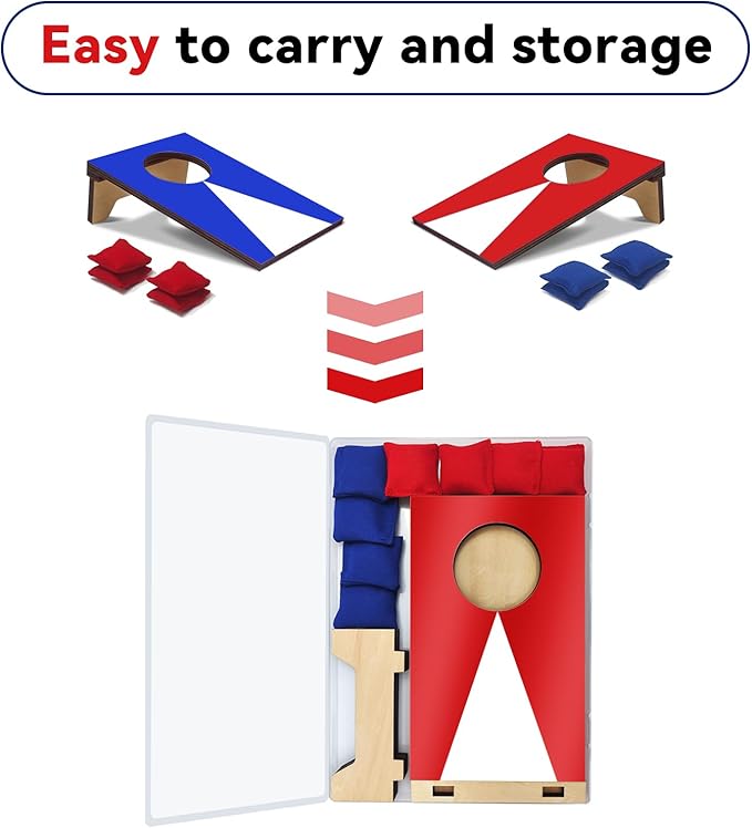 2PCS Mini Tabletop Cornhole Boards, 4.7" W x 7.7" L Wooden Desktop Toss Game with 8 Bean Bags, Portable Game Set for Travel Home