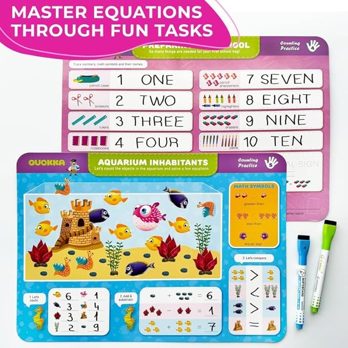 QUOKKA Busy Book Practice Handwriting for Kids - Numbers - Learn to Count for Toddlers 3-5 | 30 Tasks | Pre K ABC Letter Tracing | Homeschool Preschool Learning Activities