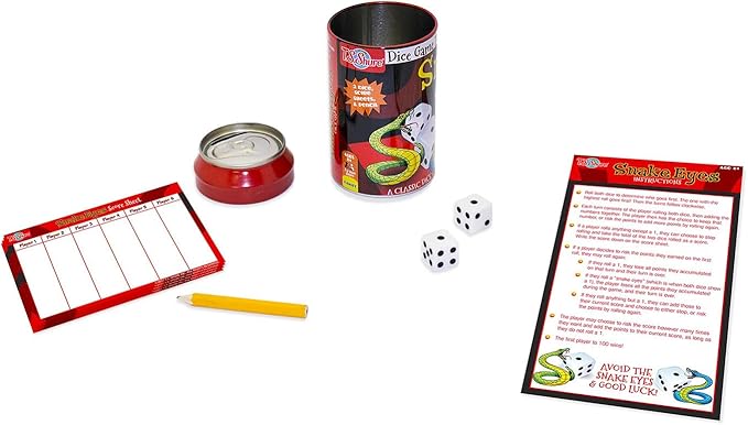6 Pack Family Dice Games for Kids and Adults 4-8, 8-12 - Tin Can Travel Table Games and Activities, Farkle, Snake Eyes, Bunco, Dice of Liars, More | Family Game Night Bundle