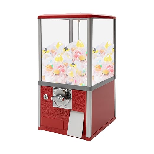 Gumball Vending Machine, Big Bubble Candy Dispenser, 1.77in, 25 Cent Coin, Red