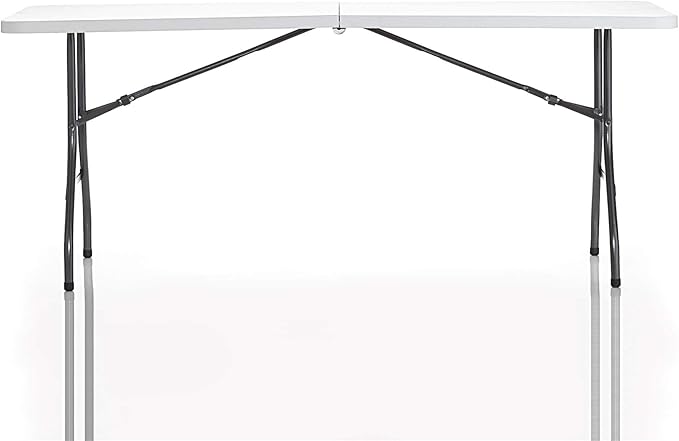 COSCO Fold-in-Half Banquet Table w/Handle, 6ft, White
