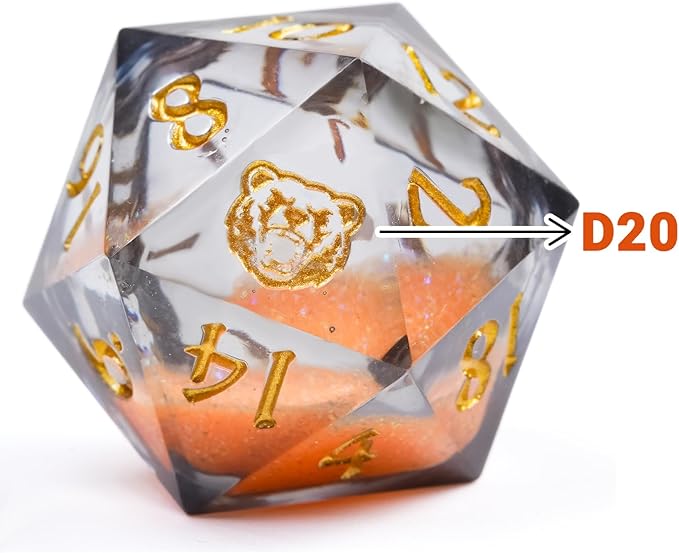 DND Dice Set - Handcrafted Liquid Core Sharp Edge 7-Die Resin Dice with Colorful Quicksand Effect,for DND, RPG, MTG, Tabletop Games(BLBZE BEHR Soul)