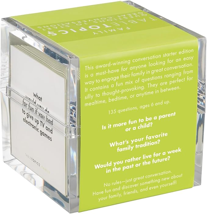TableTopics Family Question Card Game - 135 Conversation Starter Cards for Family Time at the Dinner Table, Family Game Night, Great Questions to Ask Kids and Parents