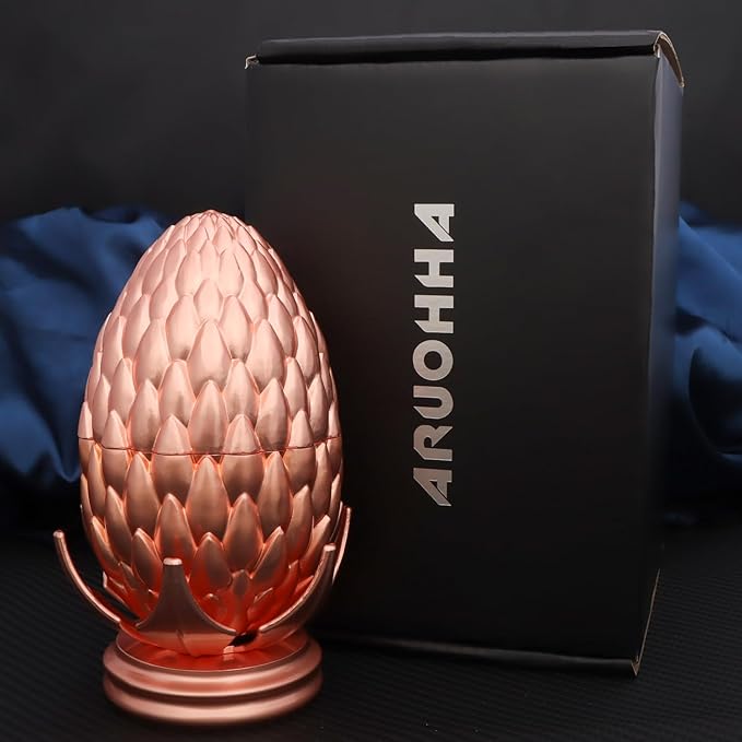 ARUOHHA DND Metal Dice Copper Purple Dragon Egg Dice with Rotating Dragon Egg Shell, Role Playing Game RPG Polyhedral D and D Dice Set D20 D12 D10 D8 D6 D4