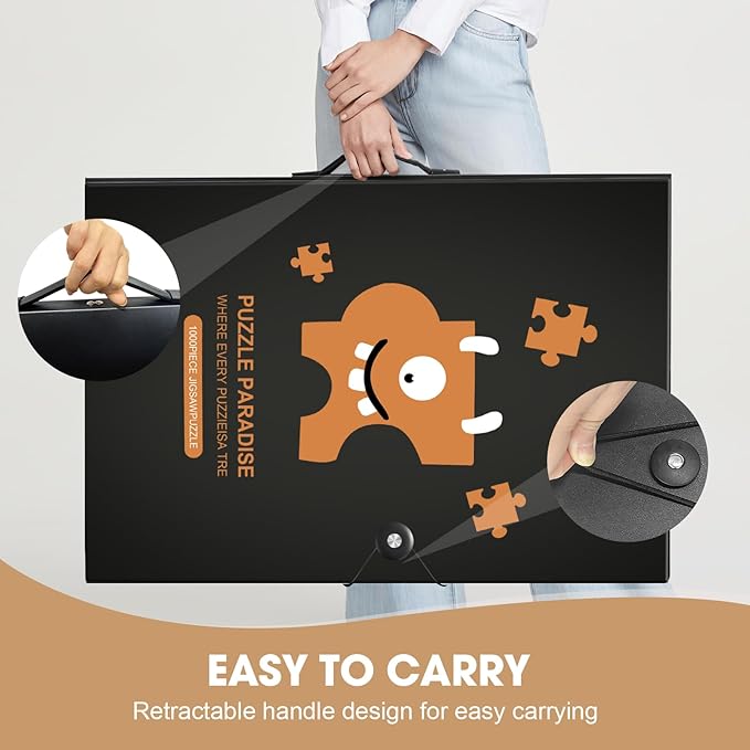 Demine Puzzle Storage Folder for 1000 Pieces – Portable Jigsaw Puzzles Organizer Binder Fits Up to 40 Puzzles, 20 HD Film Pockets, Handle Design Puzzle Keeper for Adults and Kids