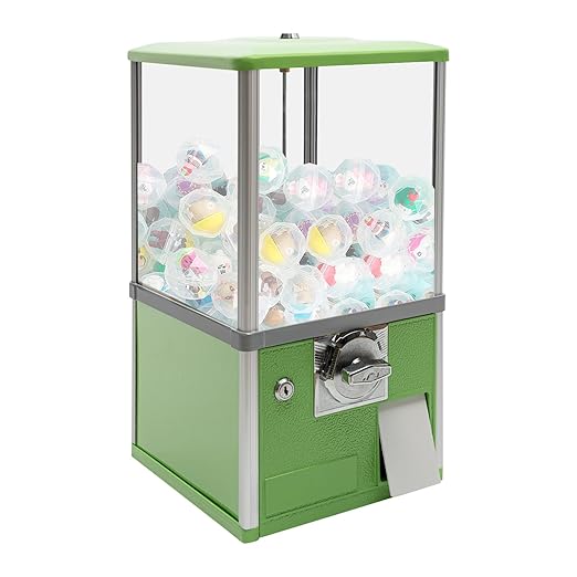 Candy Vending Machine Gumball Machine Large Load Capacity Gumball Bank for Game Stores and Retail Stores Vintage Style for 1.77-1.97inch Gadgets Height 20.87inch (Green)