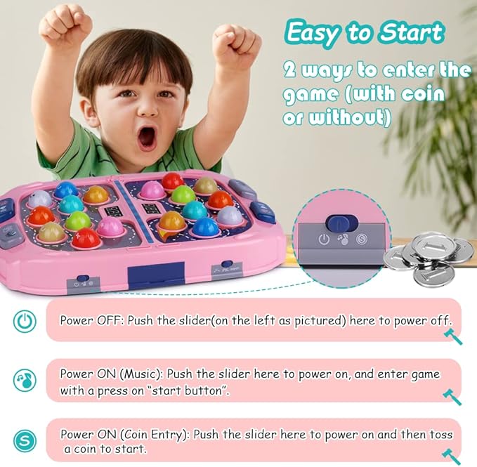 Hammer Mole Game,Toys for 3-12 Year Old Boys and Girls,Whack Game Toy for Toddlers,Birthday Gifts for 3 4 5 6 7 8+ Girls Kids,Interactive Educational Toys with Sound and Light,PK Mode with 2 Hammers