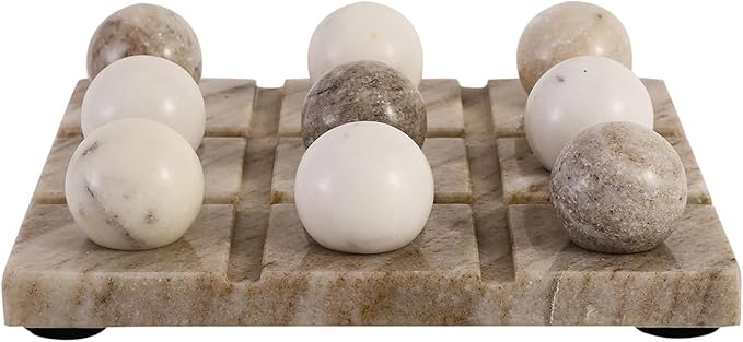 Handmade Marble Tic Tac Toe Board Game with Theme Diwali Gift X O Game Diwali Gift and Gift for Student