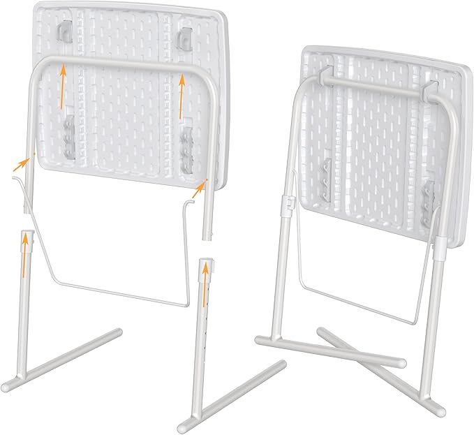 Allpop Max TV Tray Table, Large TV Dinner Tray for Eating, Adjustable Tray Stand on Couch & Bed, Folding Laptop Table with 6 Heights & 3 Tilt Angles, White