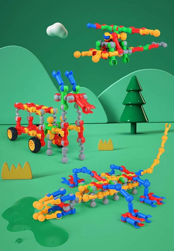 Stem Kids Building Toys for Ages 6-8 Boys Girls, 125 PCS Building Blocks Games for Boys 3-5, Educational Learning Toys for 3 4 5 6 7 8 Year Old, with Large Storage Box, Ideal Christmas Birthday Gifts