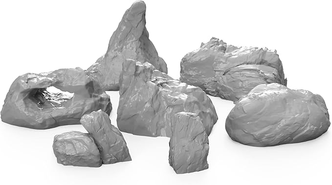 3DEGOS Stone Boulder Rock Set DND Terrain 28mm for Dungeons and Dragons, D&D, Pathfinder, Warhammer 40k, RPG, Miniatures, Age of Sigmar, Tabletop, D and D, Dungeons and Dragons Gifts