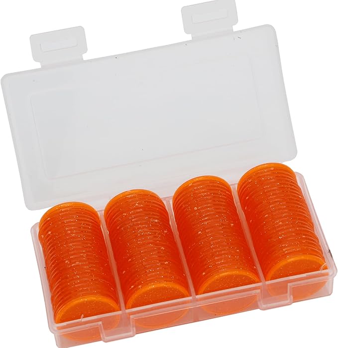 Set of 100 Opaque Plastic Learning Counters Mini Poker Chips Game Tokens with Storage Box (Starry Orange, 1.58 Inch)