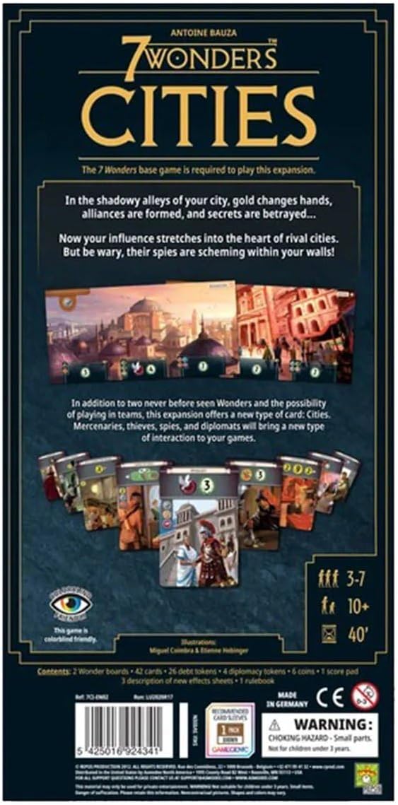 7 Wonders Cities Board Game EXPANSION - Forge Alliances and Expand Your Influence! Civilization Strategy Game for Kids and Adults, Ages 10+, 3-7 Players, 40 Min Playtime, Made by Repos Production