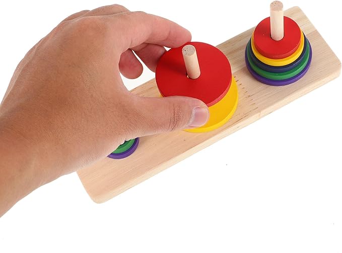 Hanoi Tower Toy - 2 Set Logic Tower Playing DIY Game Hanoi Teasers of Intellectual Mathematical Wooden Game Board Puzzle Party Puzzle