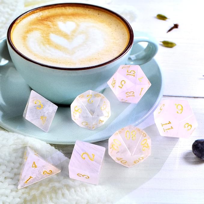 Pink Watermelon Stone DND Dice Sets Role Playing Game Dice for Dungeons and Dragons Role Playing Game Dice for MTG