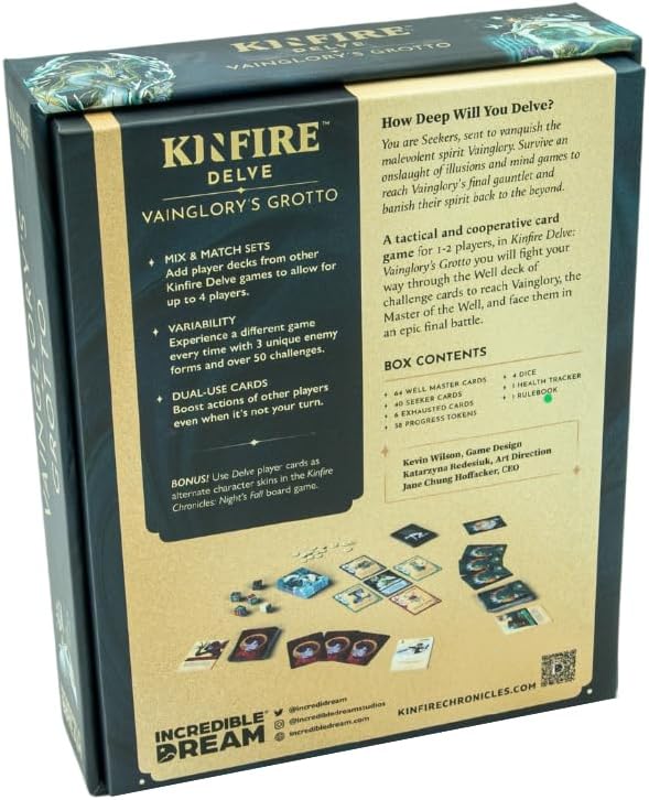 Kinfire Delve: Vainglory's Grotto | Quick-to-Table Cooperative Dungeon-Crawling Card Game | Affordable, Streamlined Fantasy Adventure | Ages 14 and Up | Made