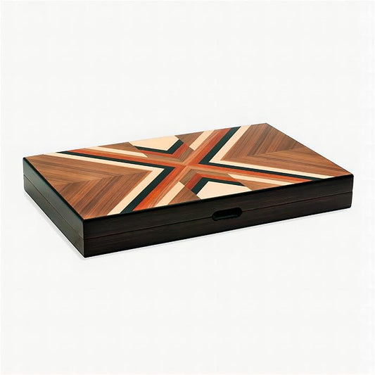 Woodronic 17" Wooden Backgammon Set for Adults, Folding Classic Board Game, Best Strategy Game and Smart Game of Tactics, Walnut Mahogany Case