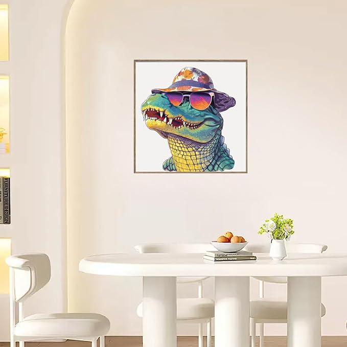 Wooden Puzzles for Adults, Glasses Crocodile Jigsaw Puzzles 200 Pieces Animal Unique Shaped Wood Cut Puzzle Gifts for Adults and Kids, Family Puzzle Games, Medium Size