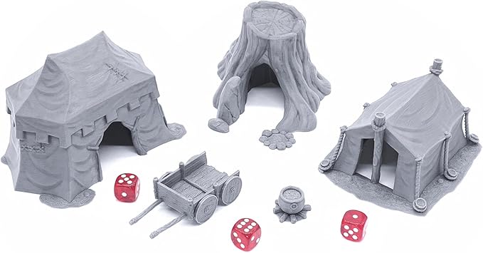 Campement - DND Terrain Compatible with Dungeons and Dragons, 28mm Miniature Wargaming, Tabletop RPGs, Wargame Scenery