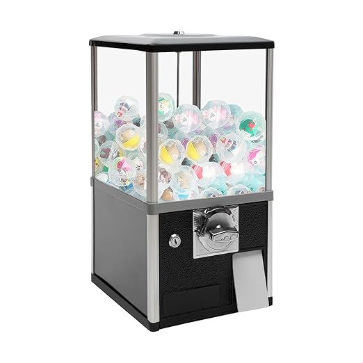 Commercial Gumball Candy Vending Machine Large Load Capacity Gumball Bank for Game Stores and Retail Stores Vintage Style for 1.77-1.97inch Gadgets Height 20.87inch (Black)