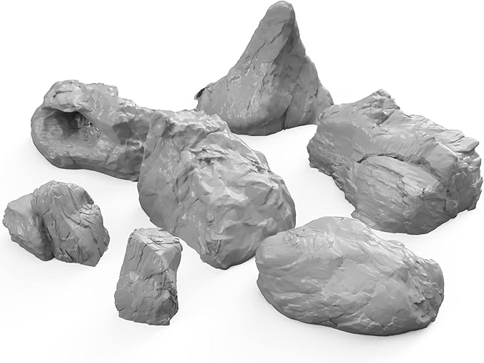 3DEGOS Stone Boulder Rock Set DND Terrain 28mm for Dungeons and Dragons, D&D, Pathfinder, Warhammer 40k, RPG, Miniatures, Age of Sigmar, Tabletop, D and D, Dungeons and Dragons Gifts