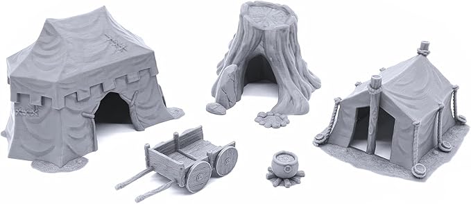 Campement - DND Terrain Compatible with Dungeons and Dragons, 28mm Miniature Wargaming, Tabletop RPGs, Wargame Scenery