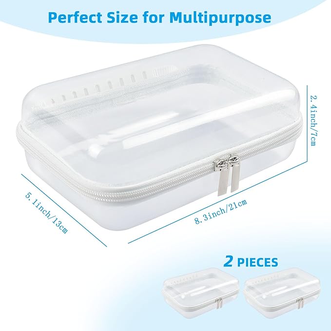 SameTech Hard Pouch, 2pcs Clear Hard Shell Zipper Case, Clear Plastic Storage Box Containers Small Toiletry Bag for Small Items, Toys, Building Blocks, Puzzles, Cosmetics & Stationery