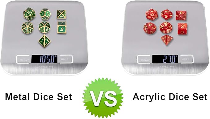 Metal Dice Set D&D, DNDND 7 Die Green DND Dice with Metal Case for Dungeons and Dragons Role Playing Game and Tabletop Games (Gold Number with Enamel Green)